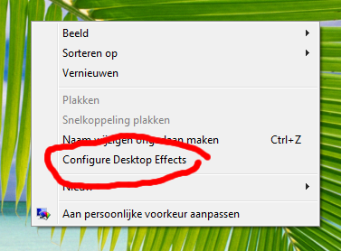 Screenshot of the Desktop Effects menu entry